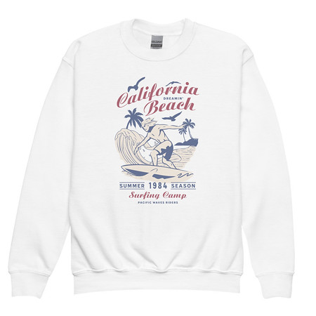 [ID: 677-G313] California Beach Surfing Youth Crew Neck Sweatshirt