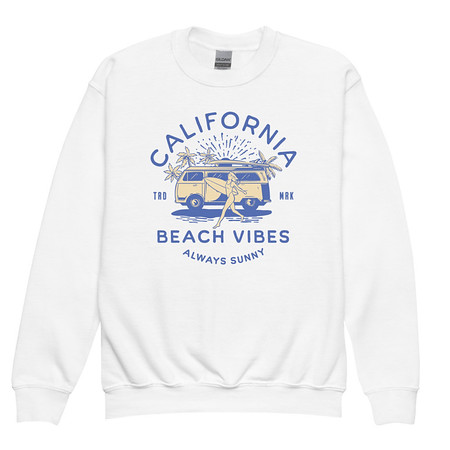 [ID: 677-G314] California Beach Vibes - Retro Camper Van Youth Crew Neck Sweatshirt