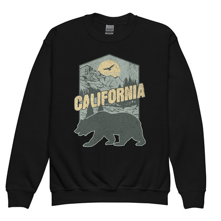[ID: 677-G315] California Bear - Outdoors Wilderness Camping Hiking Youth Crew Neck Sweatshirt