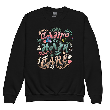 [ID: 677-G321] Camp Hair Don't Care Youth Crew Neck Sweatshirt