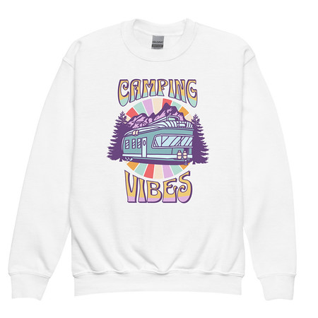 [ID: 677-G327] Camping Vibes Youth Crew Neck Sweatshirt