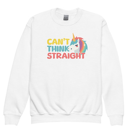 [ID: 677-G328] Can't Think Straight (2) Youth Crew Neck Sweatshirt
