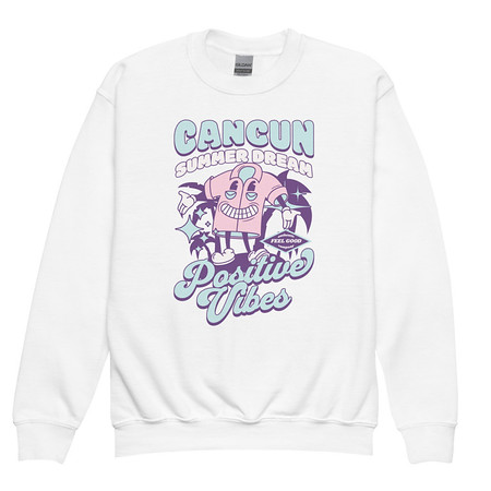 [ID: 677-G330] Cancun Positive Vibes Youth Crew Neck Sweatshirt