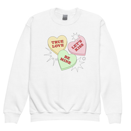 [ID: 677-G331] Candy Hearts - Valentine's Day Youth Crew Neck Sweatshirt