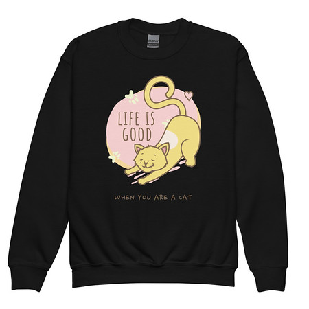 [ID: 677-G338] Cat Life - Humor Youth Crew Neck Sweatshirt