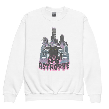 [ID: 677-G340] cat-astrophe Youth Crew Neck Sweatshirt
