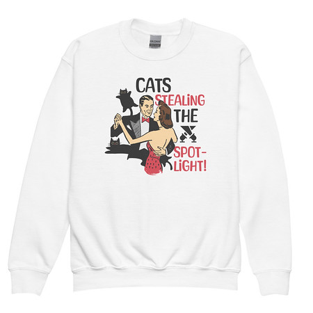 [ID: 677-G348] Cats Stealing the Spotlight Youth Crew Neck Sweatshirt