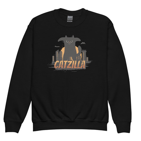 [ID: 677-G350] Catzilla - Funny Comic Animal Youth Crew Neck Sweatshirt