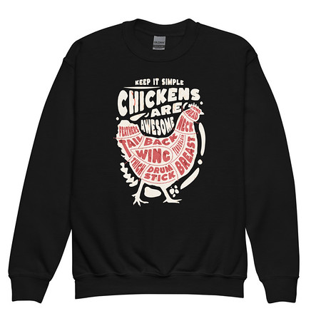 [ID: 677-G365] Chickens Are Awesome - Butcher Cuts Youth Crew Neck Sweatshirt