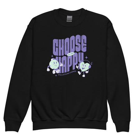[ID: 677-G369] Choose Happy (2) Youth Crew Neck Sweatshirt