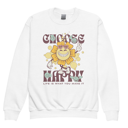 [ID: 677-G371] Choose Happy Youth Crew Neck Sweatshirt