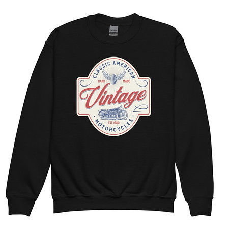 [ID: 677-G379] Classic American Motorcyles - Vintage Youth Crew Neck Sweatshirt