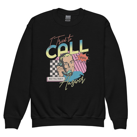 [ID: 677-G383] Classic Retro Illustrative Portrait Men Calling Youth Crew Neck Sweatshirt