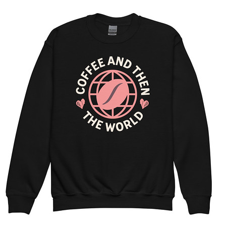 [ID: 677-G393] Coffee and Then The World - Earth Youth Crew Neck Sweatshirt