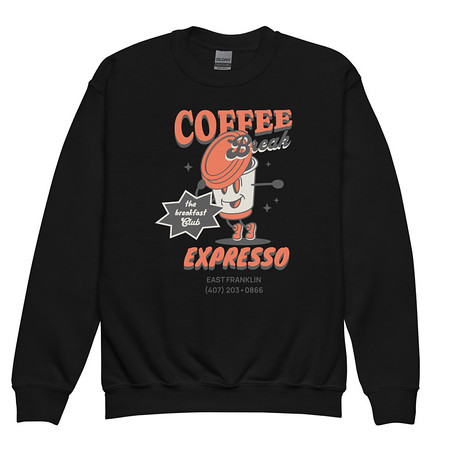 [ID: 677-G394] Coffee Break Cartoon Retro 90s  Youth Crew Neck Sweatshirt