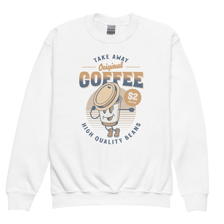 [ID: 677-G398] Coffee Cup - Comics Mascot Youth Crew Neck Sweatshirt