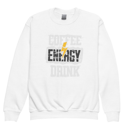 [ID: 677-G400] Coffee Energy Drink - Grunge Bolt Youth Crew Neck Sweatshirt