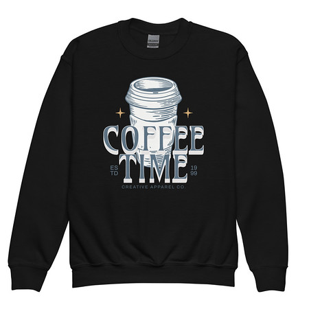 [ID: 677-G404] Coffee Time Youth Crew Neck Sweatshirt