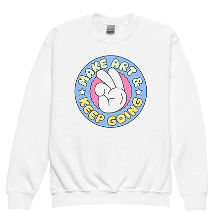 [ID: 677-G408] Colorful Fun Retro Style Badge Youth Crew Neck Sweatshirt
