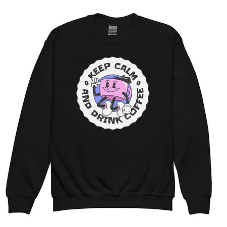 [ID: 677-G409] Colorful Fun Retro Style Coffee Quote Youth Crew Neck Sweatshirt