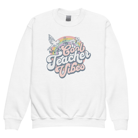 [ID: 677-G418] Cool Teacher Vibes Youth Crew Neck Sweatshirt