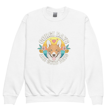 [ID: 677-G420] Corgi Days - Funny Animal Youth Crew Neck Sweatshirt