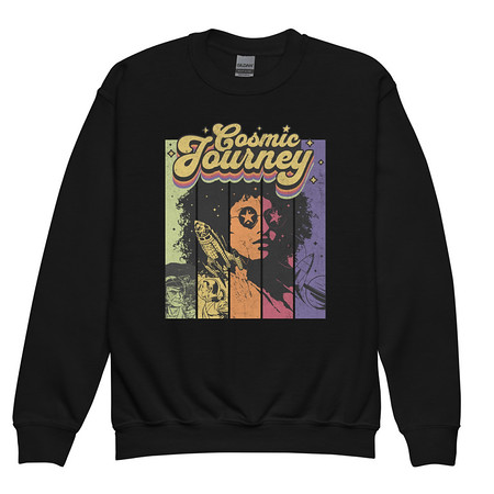[ID: 677-G422] Cosmic Journey Rainbow Retro Youth Crew Neck Sweatshirt