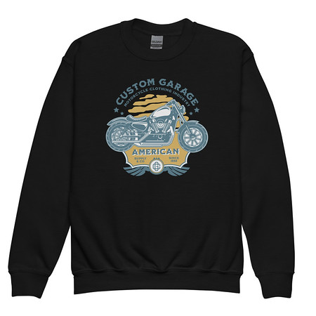 [ID: 677-G443] Custom Garage - Motorcycle Youth Crew Neck Sweatshirt