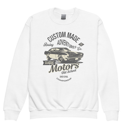 [ID: 677-G444] Custom Made Adventures Motors Old School Youth Crew Neck Sweatshirt