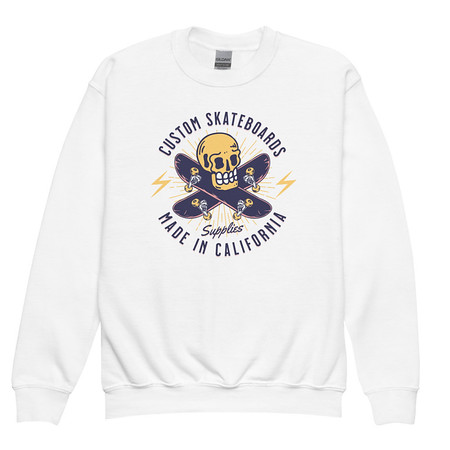 [ID: 677-G446] Custom Skateboards - Skull Youth Crew Neck Sweatshirt