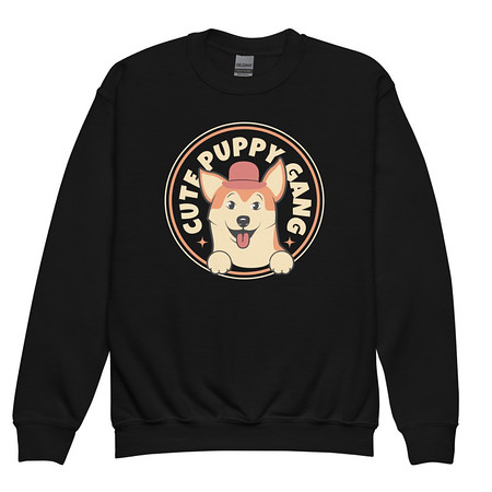 [ID: 677-G453] Cute Puppy Gang - Corgi Youth Crew Neck Sweatshirt