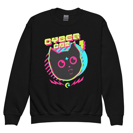 [ID: 677-G456] Cyber Cat - Neon Color Youth Crew Neck Sweatshirt