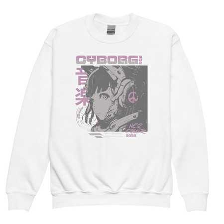 [ID: 677-G459] Cyborg - Y2k Style Youth Crew Neck Sweatshirt