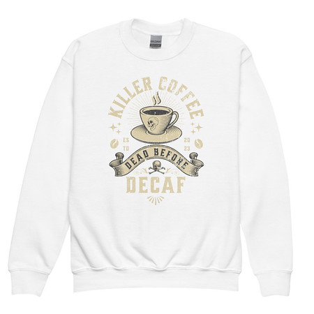 [ID: 677-G471] DEAD BEFORE DECAF Youth Crew Neck Sweatshirt