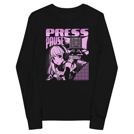 [ID: 511-G4] 'Press Pause' Anime Gaming Youth Long Sleeve Tee
