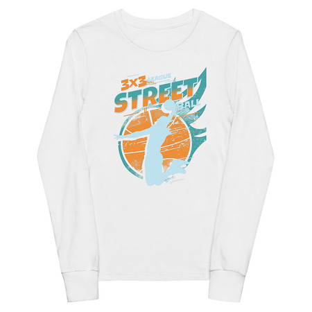 [ID: 511-G6] 3x3 Basketball League Youth Long Sleeve Tee
