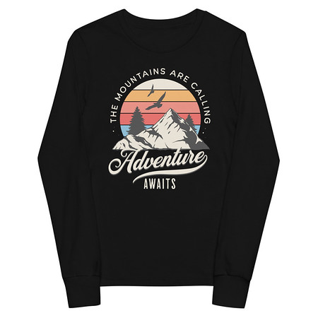 [ID: 511-G27] Adventure Await - Wilderness Camping Youth Long Sleeve Tee