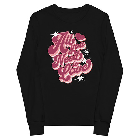 [ID: 511-G50] All You Need is Love - Retro Valentines Day Youth Long Sleeve Tee