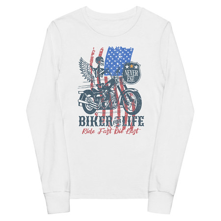 [ID: 511-G65] American Biker for Life Youth Long Sleeve Tee