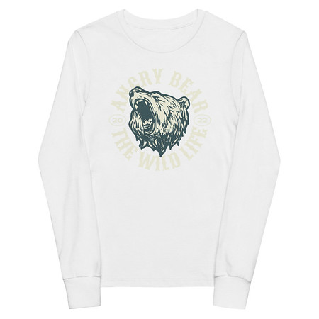 [ID: 511-G83] Angry Bear - Wild Life Animal Youth Long Sleeve Tee