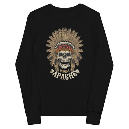[ID: 511-G94] Apache Warriors - Indian Skull Youth Long Sleeve Tee
