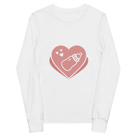 [ID: 511-G121] Baby Announcement - Feeding Bottle Youth Long Sleeve Tee