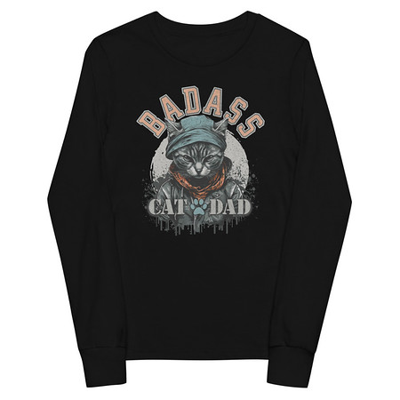 [ID: 511-G129] BADASS CAT DAT Youth Long Sleeve Tee