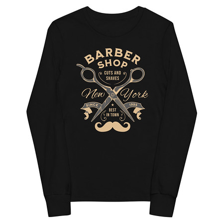 [ID: 511-G139] Barber Shop Cuts & Shaves - Scissor Youth Long Sleeve Tee