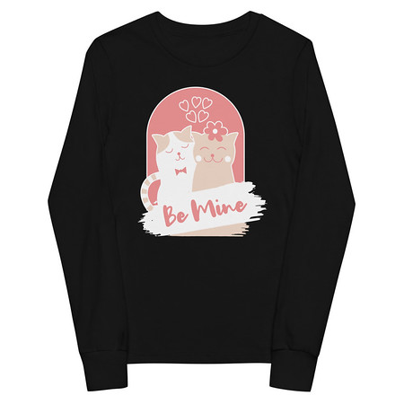 [ID: 511-G157] Be Mine - Cute Cat Couple Youth Long Sleeve Tee