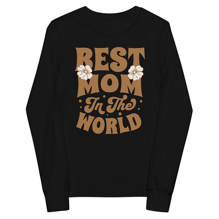 [ID: 511-G189] Best Mom in the World - Flowers Youth Long Sleeve Tee