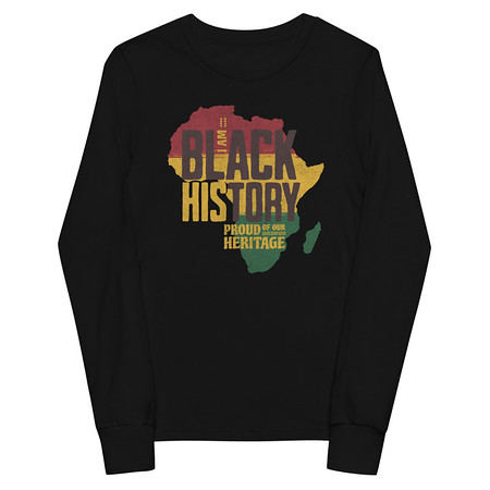 [ID: 511-G217] Black History - Heritage Map Youth Long Sleeve Tee