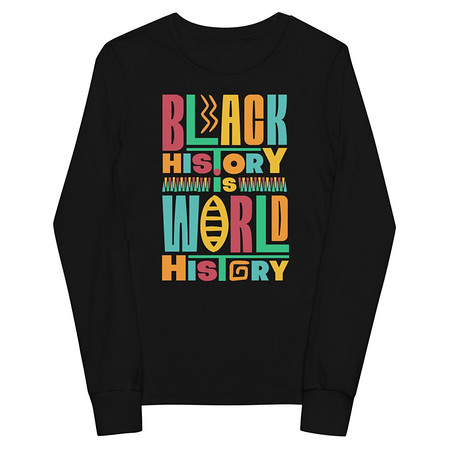 [ID: 511-G218] Black History Is World History - Colorful Typography Youth Long Sleeve Tee