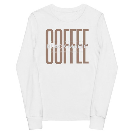 [ID: 511-G226] Black Magic - Minimal Modern Coffee Quote Youth Long Sleeve Tee