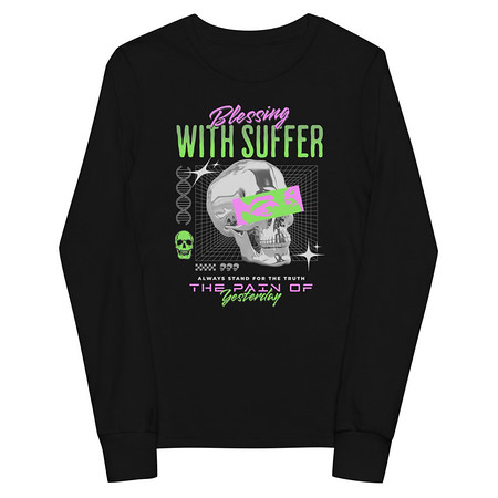 [ID: 511-G235] Blessing With Suffer Youth Long Sleeve Tee